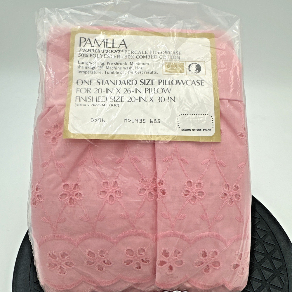 Vintage Pink Percale Standard Size Pillow Case Pink Pamela